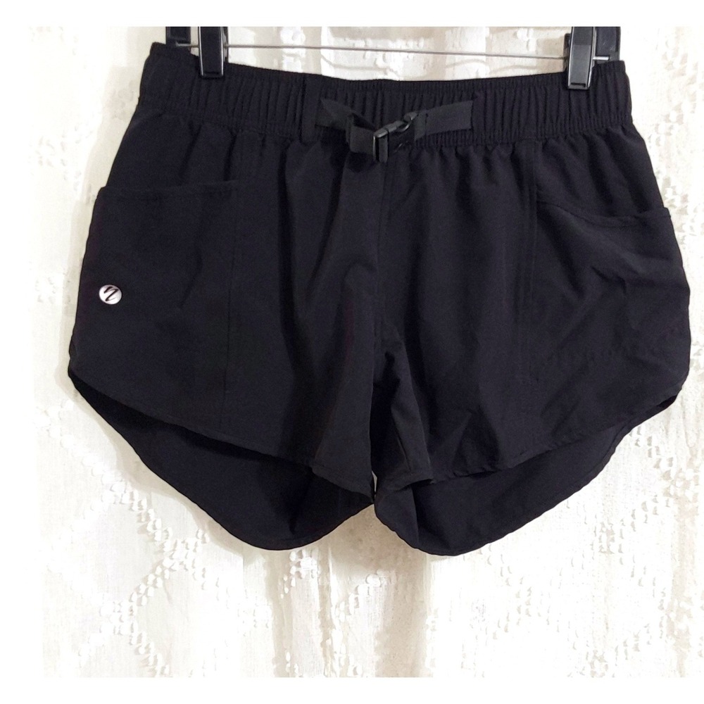 Nani Active Womens Black Buckle Waist Athletic Running Shorts Size Small